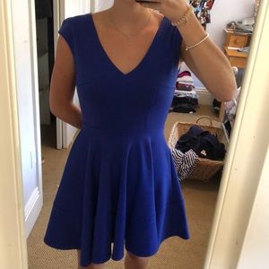 Royal blue fit and flare dress